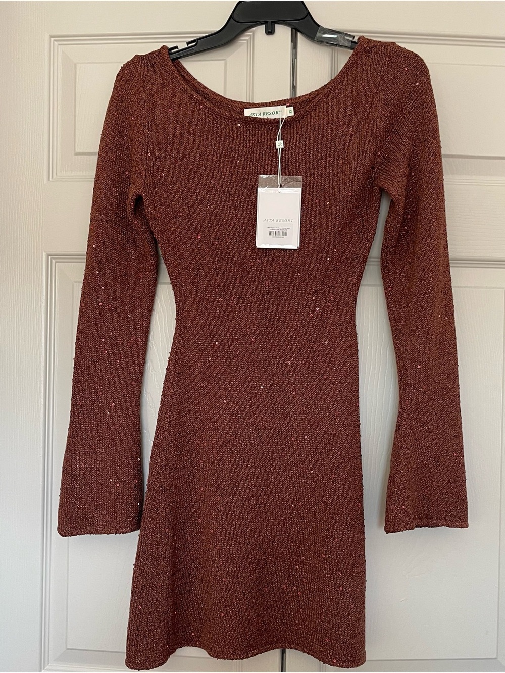 NEW Revolve Asta Resort Maya Sleeve Mini Dress - Chocolate Sequin Size XS